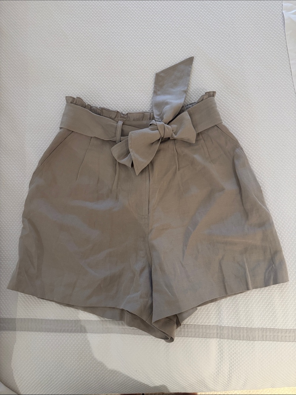 Reiss High-Waist Paperbag Shorts - Taupe